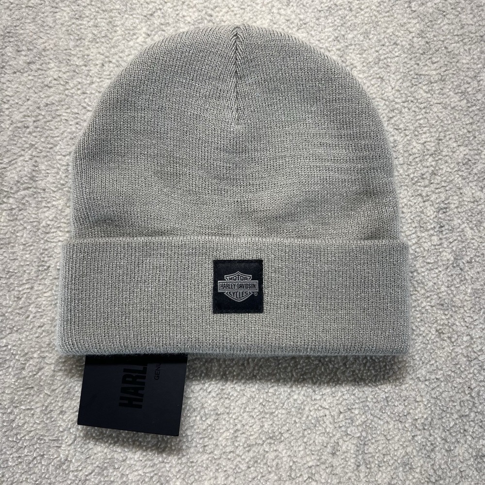 Harley-Davidson Gray‎ Knit Beanie Hat Cuffed Winter Cap NWT